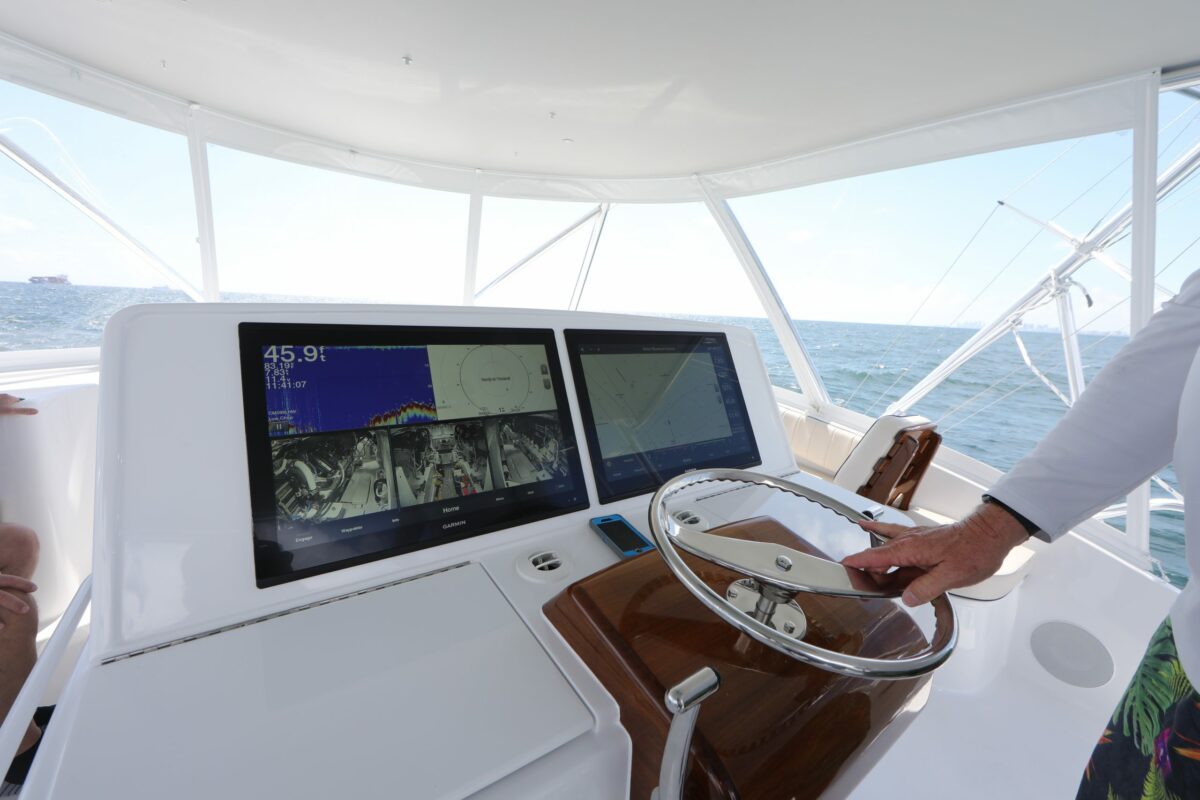Captain at the helm.